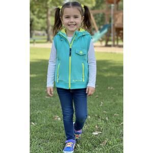 Burton Girls Hooded Vest Dry Ride Green Jacket Snowboard Size XS 5/6